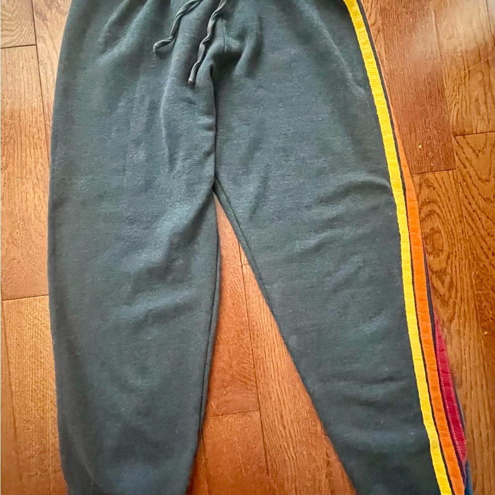 Aviator Nation Dark Gray Sweatpants with Rainbow Logo